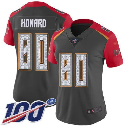 Buccaneers #80 O. J. Howard Gray Women's Stitched Football Limited Inverted Legend 100th Season Jersey inbean