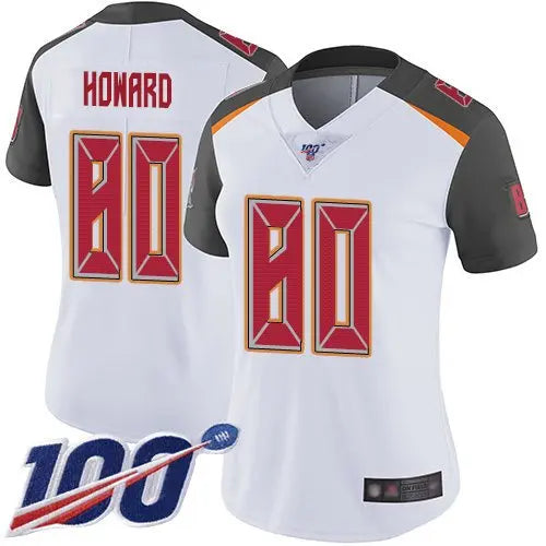 Buccaneers #80 O. J. Howard White Women's Stitched Football 100th Season Vapor Limited Jersey inbean