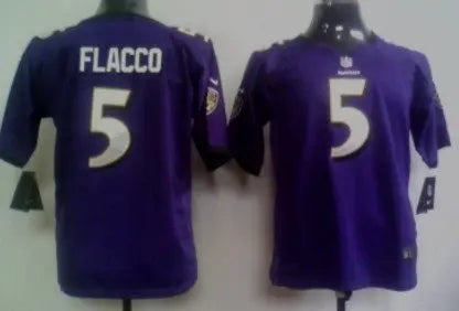 Nike Baltimore Ravens #5 Joe Flacco Purple Game Kids Jersey inbean