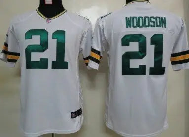 Nike Green Bay Packers #21 Charles Woodson White Game Kids Jersey inbean