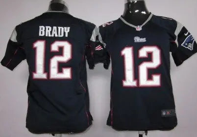 Nike New England Patriots #12 Tom Brady Blue Game Kids Jersey inbean