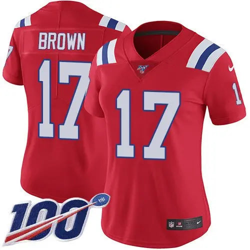 Nike Patriots #17 Antonio Brown Red Alternate Women's Stitched NFL 100th Season Vapor Limited Jersey inbean