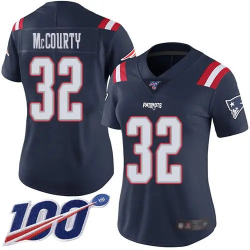 Nike Patriots #32 Devin McCourty Navy Blue Women's Stitched NFL Limited Rush 100th Season Jersey inbean