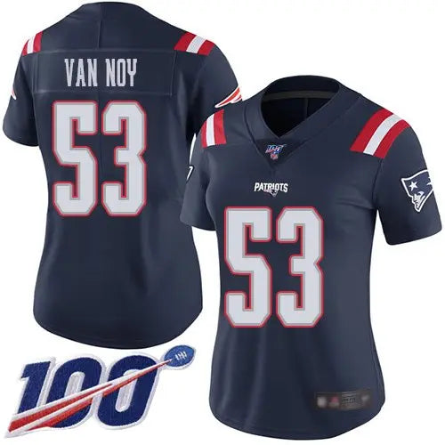 Nike Patriots #53 Kyle Van Noy Navy Blue Women's Stitched NFL Limited Rush 100th Season Jersey inbean