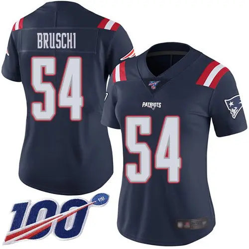 Nike Patriots #54 Tedy Bruschi Navy Blue Women's Stitched NFL Limited Rush 100th Season Jersey inbean