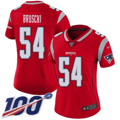 Nike Patriots #54 Tedy Bruschi Red Women's Stitched NFL Limited Inverted Legend 100th Season Jersey inbean