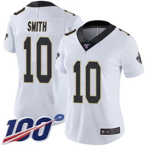 Nike Saints #10 Tre'Quan Smith White Women's Stitched NFL 100th Season Vapor Limited Jersey inbean