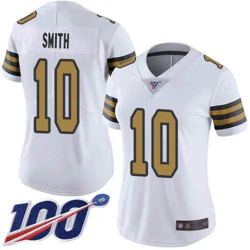 Nike Saints #10 Tre'Quan Smith White Women's Stitched NFL Limited Rush 100th Season Jersey inbean