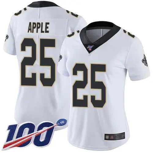 Nike Saints #25 Eli Apple White Women's Stitched NFL 100th Season Vapor Limited Jersey inbean