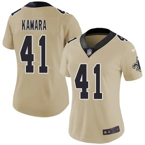 Nike Saints #41 Alvin Kamara Gold Women's Stitched NFL Limited Inverted Legend Jersey inbean