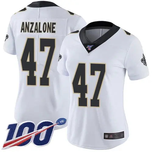 Nike Saints #47 Alex Anzalone White Women's Stitched NFL 100th Season Vapor Limited Jersey inbean