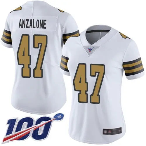 Nike Saints #47 Alex Anzalone White Women's Stitched NFL Limited Rush 100th Season Jersey inbean