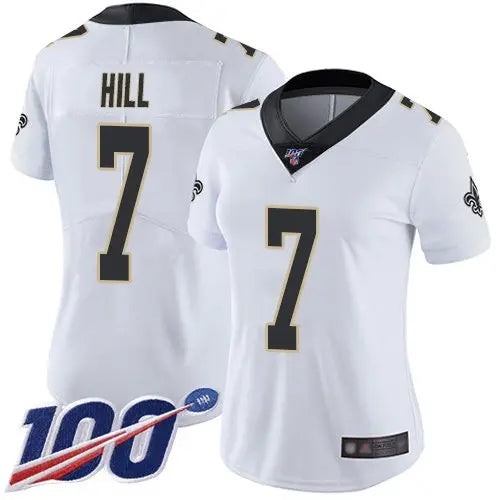 Nike Saints #7 Taysom Hill White Women's Stitched NFL 100th Season Vapor Limited Jersey inbean