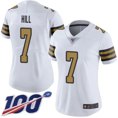 Nike Saints #7 Taysom Hill White Women's Stitched NFL Limited Rush 100th Season Jersey inbean