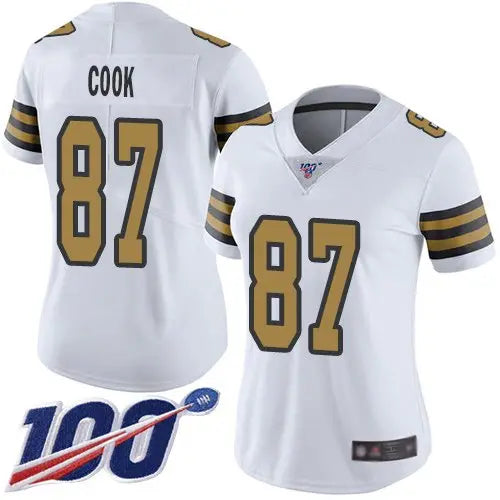 Nike Saints #87 Jared Cook White Women's Stitched NFL Limited Rush 100th Season Jersey inbean