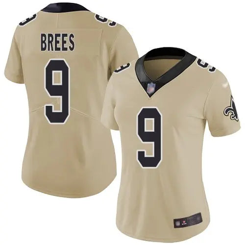 Nike Saints #9 Drew Brees Gold Women's Stitched NFL Limited Inverted Legend Jersey inbean