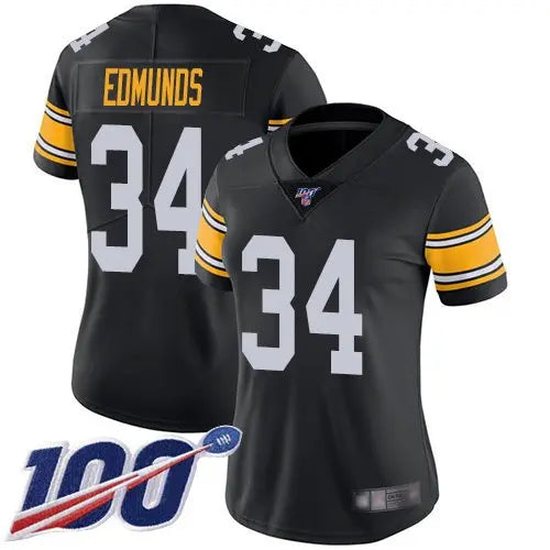 Nike Steelers #34 Terrell Edmunds Black Alternate Women's Stitched NFL 100th Season Vapor Limited Jersey inbean