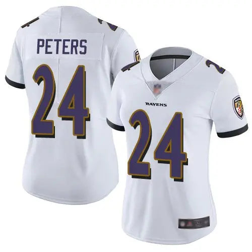 Ravens #24 Marcus Peters White Women's Stitched Football Vapor Untouchable Limited Jersey inbean