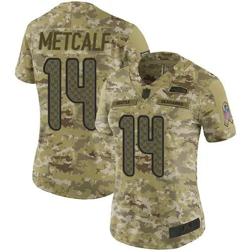 Seahawks #14 D.K. Metcalf Camo Women's Stitched Football Limited 2018 Salute to Service Jersey inbean