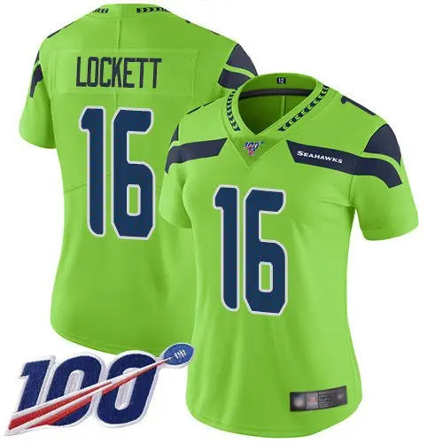 Seahawks #16 Tyler Lockett Green Women's Stitched Football Limited Rush 100th Season Jersey inbean