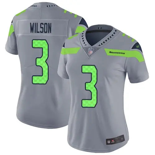 Seahawks #3 Russell Wilson Gray Women's Stitched Football Limited Inverted Legend Jersey inbean