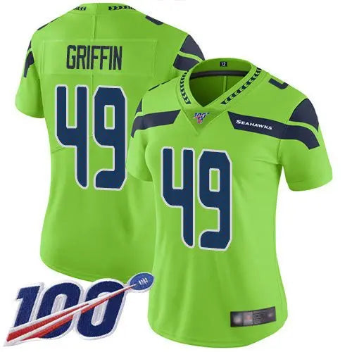 Seahawks #49 Shaquem Griffin Green Women's Stitched Football Limited Rush 100th Season Jersey inbean