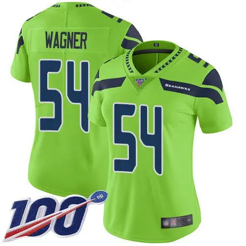 Seahawks #54 Bobby Wagner Green Women's Stitched Football Limited Rush 100th Season Jersey inbean