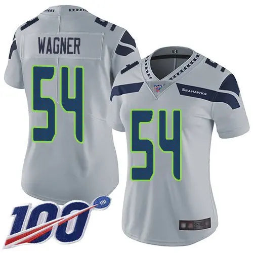 Seahawks #54 Bobby Wagner Grey Alternate Women's Stitched Football 100th Season Vapor Limited Jersey inbean