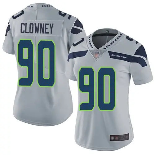 Seahawks #90 Jadeveon Clowney Grey Alternate Women's Stitched Football Vapor Untouchable Limited Jersey inbean