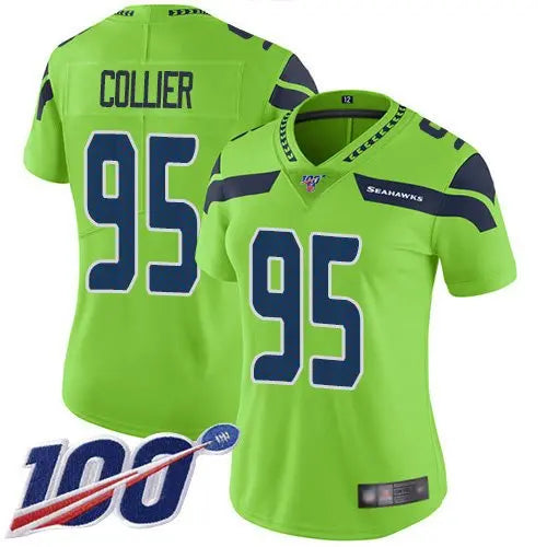 Seahawks #95 L.J. Collier Green Women's Stitched Football Limited Rush 100th Season Jersey inbean