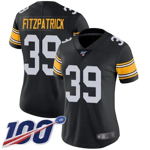 Steelers #39 Minkah Fitzpatrick Black Alternate Women's Stitched Football 100th Season Vapor Limited Jersey inbean