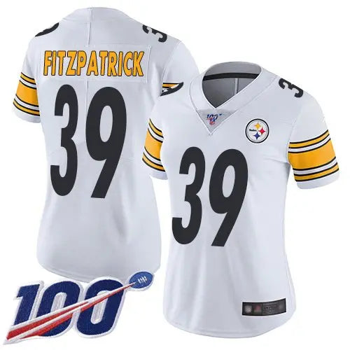 Steelers #39 Minkah Fitzpatrick White Women's Stitched Football 100th Season Vapor Limited Jersey inbean