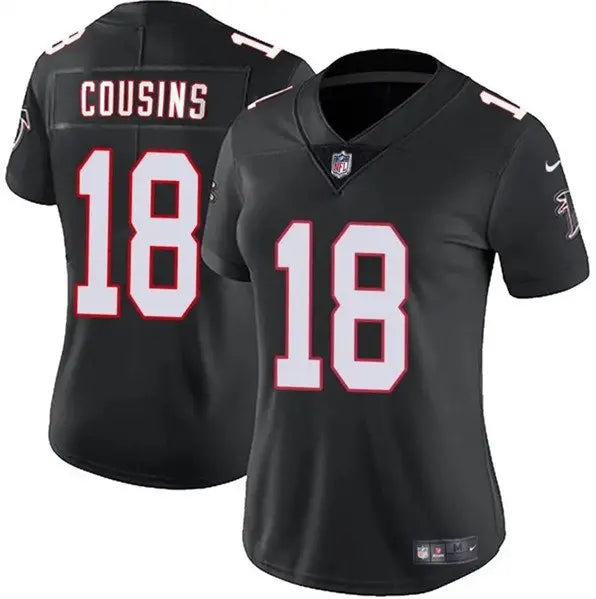 Women's Atlanta Falcons #18 Kirk Cousins Black 2023 Stitched Jersey(Run Small) inbean