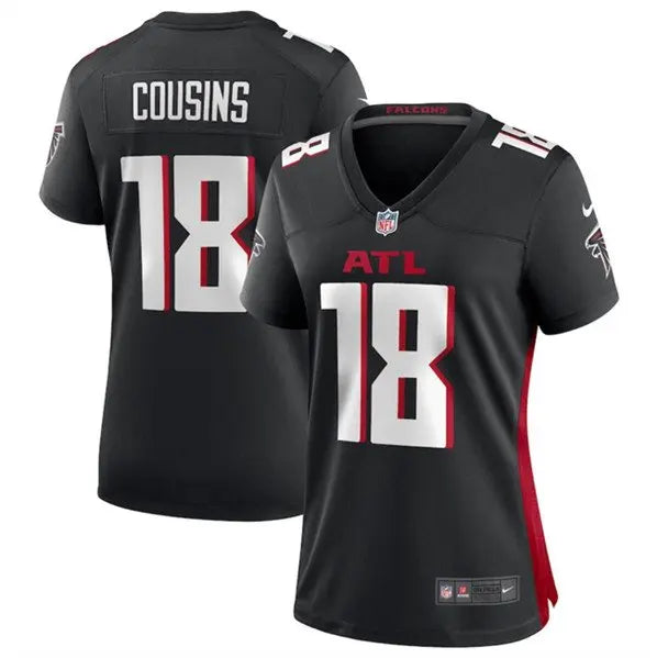 Women's Atlanta Falcons #18 Kirk Cousins Black Stitched Jersey(Run Small) inbean