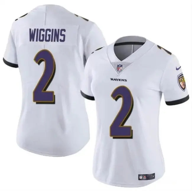 Women's Baltimore Ravens #2 Nate Wiggins White 2024 Draft Football Jersey(Run Small) inbean