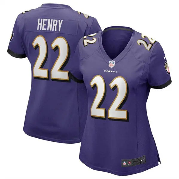 Women's Baltimore Ravens #22 Derrick Henry Purple Football Stitched Jersey(Run Small) inbean