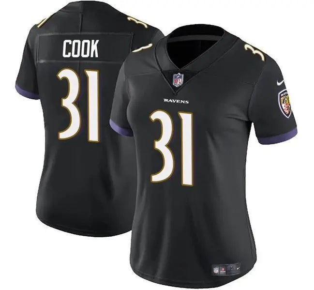 Women's Baltimore Ravens #31 Dalvin Cook Black Football Stitched Jersey inbean