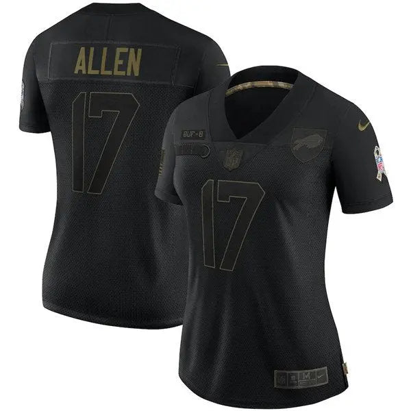 Women's Buffalo Bills #17 Josh Allen Black Salute To Service Limited Stitched NFL Jersey inbean