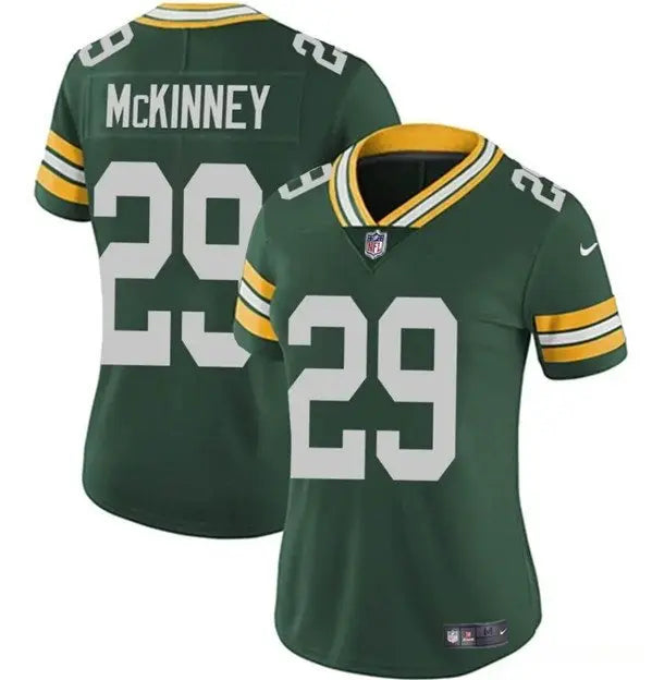 Women's Green Bay Packers #29 Xavier McKinney Green Vapor Limited Football Stitched Jersey(Run Small) inbean