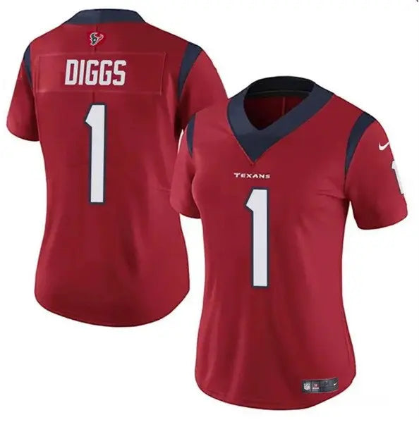 Women's Houston Texans #1 Stefon Diggs Red Vapor Untouchable Limited Stitched Jersey inbean