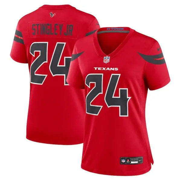 Women's Houston Texans #24 Derek Stingley Jr. Red 2024 Alternate Stitched Jersey inbean