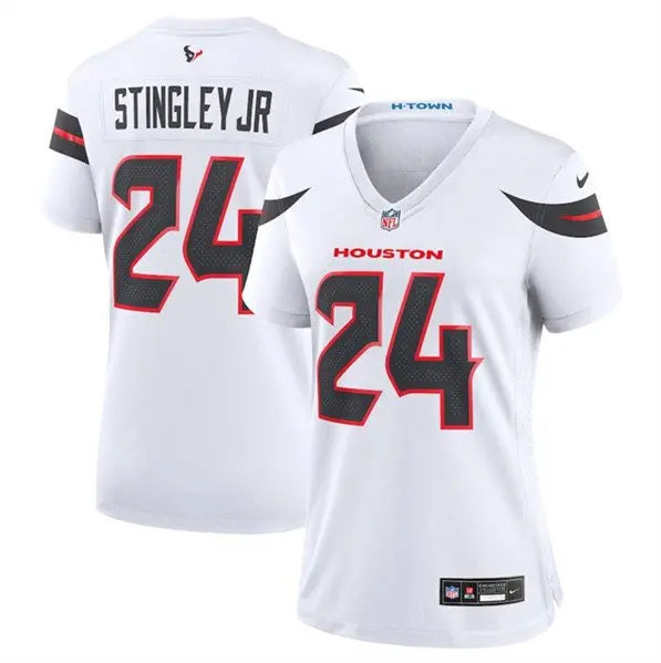 Women's Houston Texans #24 Derek Stingley Jr. White 2024 Stitched Jersey inbean