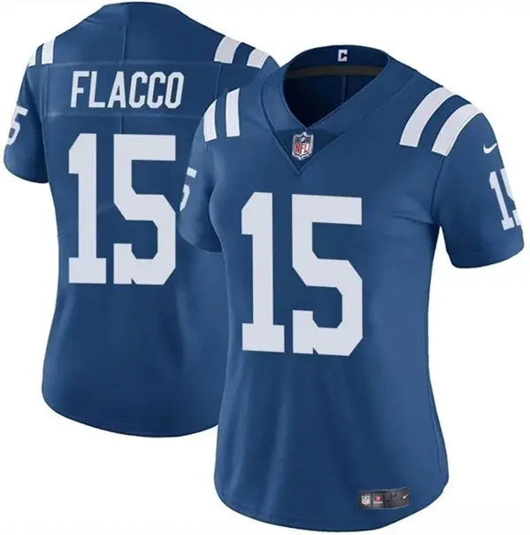 Women's Indianapolis Colts #15 Joe Flacco Blue Vapor Stitched Jersey inbean