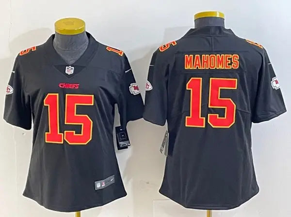 Women's Kansas City Chiefs #15 Patrick Mahomes Black Vapor Untouchable Limited Football Stitched Jersey(Run Small) inbean