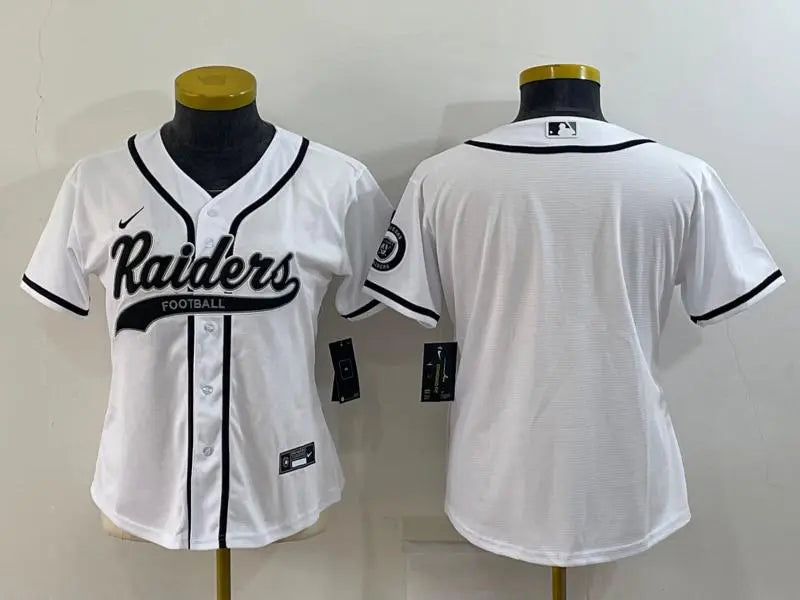 Women's Las Vegas Raiders Blank White With Patch Cool Base Stitched Baseball Jersey inbean