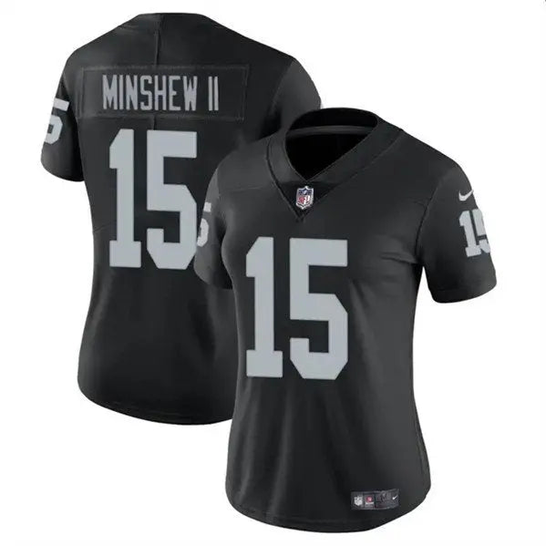 Women's Las Vegas Raiders #15 Gardner Minshew II Black Vapor Stitched Jersey inbean