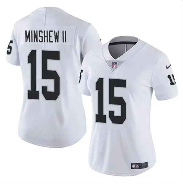 Women's Las Vegas Raiders #15 Gardner Minshew II White Vapor Stitched Jersey inbean