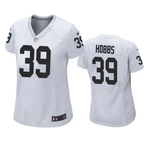 Women's Las Vegas Raiders #39 Nate Hobbs White Game Jersey inbean