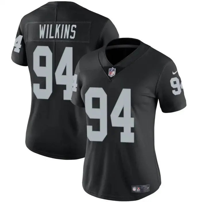 Women's Las Vegas Raiders #94 Christian Wilkins Black Vapor Football Stitched Jersey inbean