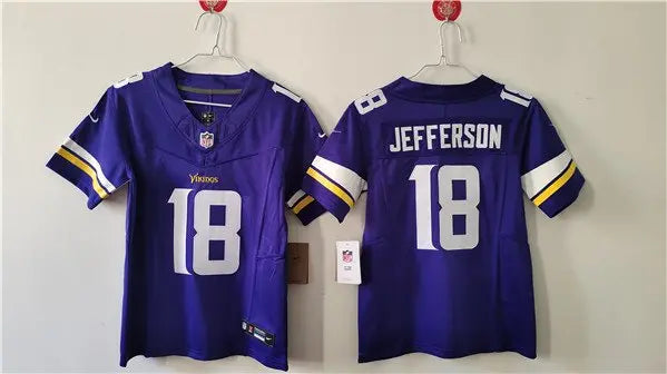 Women's Minnesota Vikings #18 Justin Jefferson Purple F.U.S.E. Vapor Untouchable Limited Football Stitched Jersey(Run Small) inbean